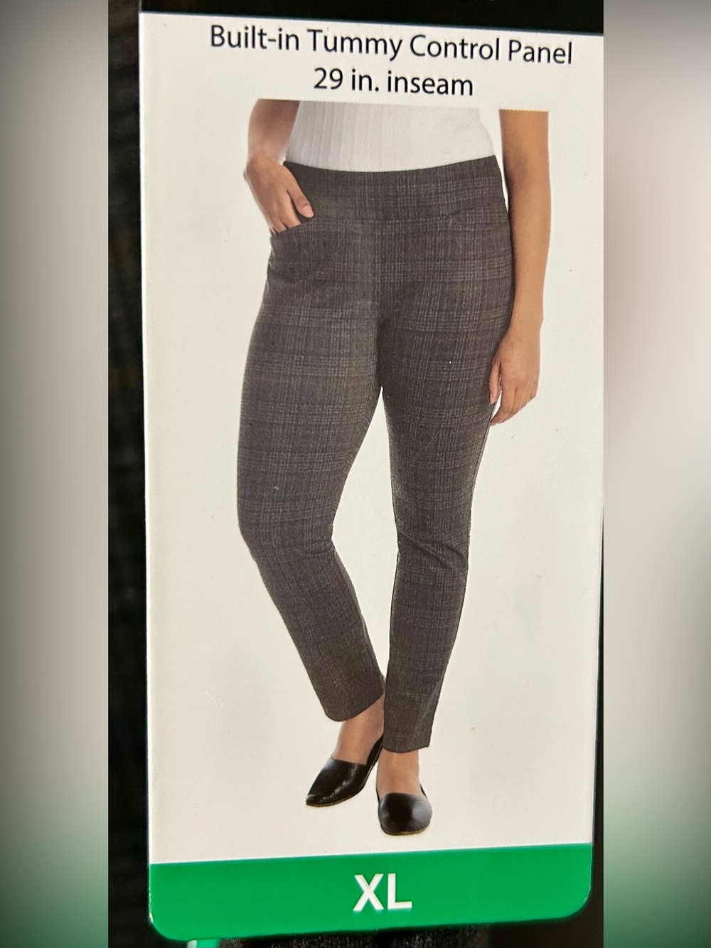 Dalia Charcoal Plaid Pull-On Ankle Pants